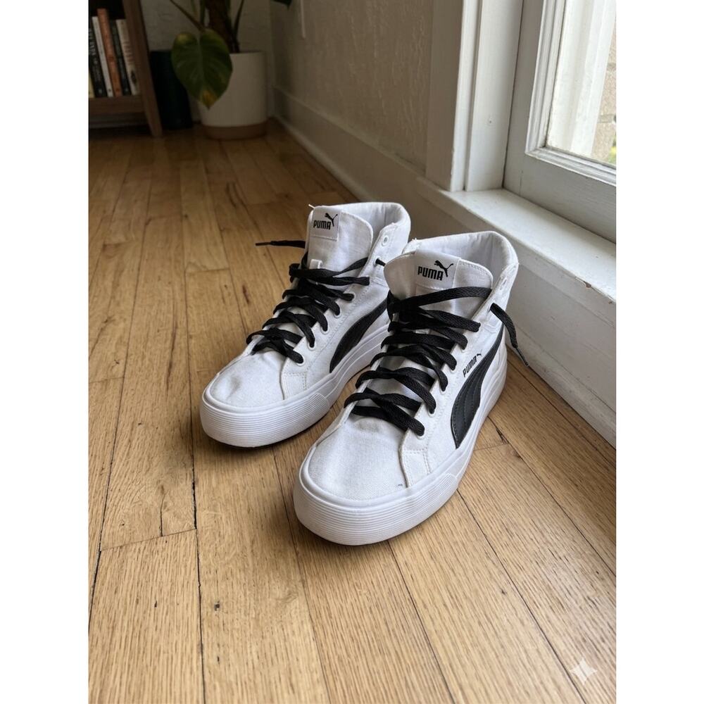 Puma Platform High Top Sneakers White Black Women’s 8.5 Casual